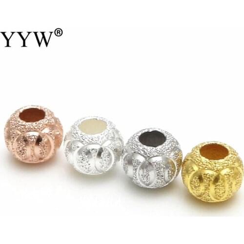 2Pieces 8mm Silver Plated Beads for Jewelry Making Gold/Rose Gold Color Dust Spacer Loose Large 2mm Hole Beads