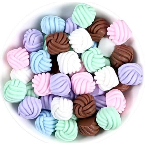 Julie Wang 20PCS Resin Candy Ball Charms Sugar Cubes Random Colors Artificial Food Pendants Jewelry Making Accessory Home Decor