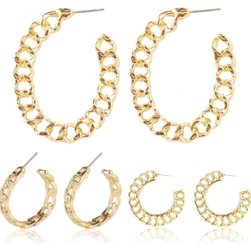 2020 Fashion Imitation pearl earrings round simple chain metal ring type hollowed-out chain earrings female ins earrings