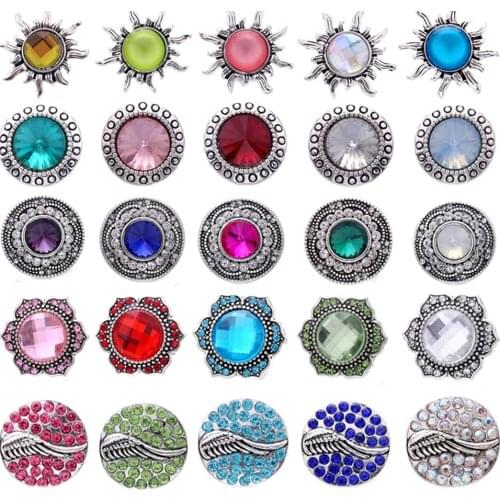 5pcs/lot Fashion Snap Jewelry Rhinestone Animal Flower18mm Snap Buttons Fit 18mm Snap Button Necklace for Women