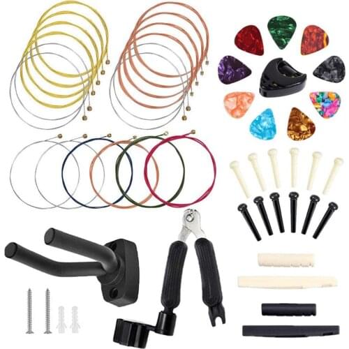 50Pcs Guitar Tool Changing Accessories Kit Guitar String Pins Picks Winder Cutter Kit Guitar Accessories for Guitar Parts
