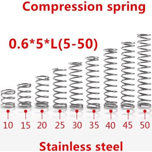 50pcs/lot 0.6*5*5/10/15/20/25/30/35/40/45/50mm spring 0.6mm stainless steel Micro small Compression spring