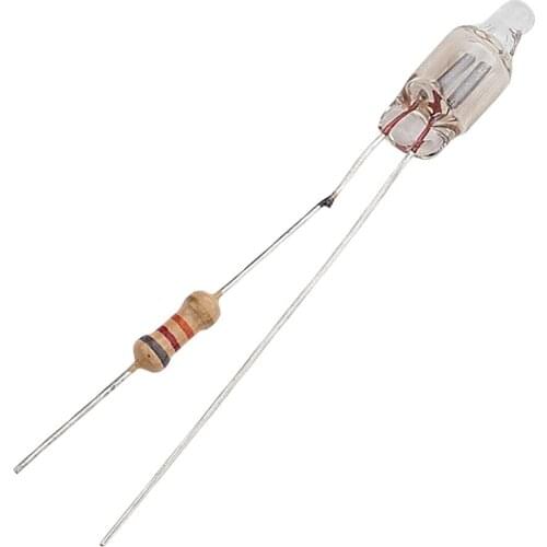 Hot 50Pcs Light-emitting Diode Red/Green Light Bulb Indicator Lamp Resistor 0/82K/100K/150K F5 5x13mm Straw Hat LED Lamp Bead