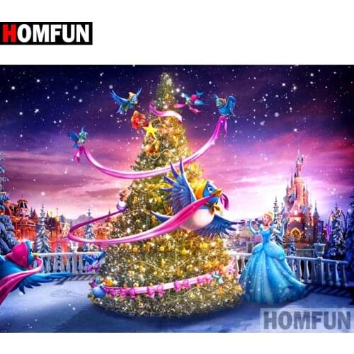 HOMFUN Full Diamond Embroidery Diy 5D Diamond Painting Cross Stitch "Christmas tree bird" Full Drill Home Room Decor A27347