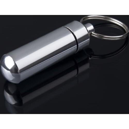 Key holder Aluminum Waterproof Pill Shaped Box Bottle Holder Container Keychain medicine Keyring keychain box Hot Selling