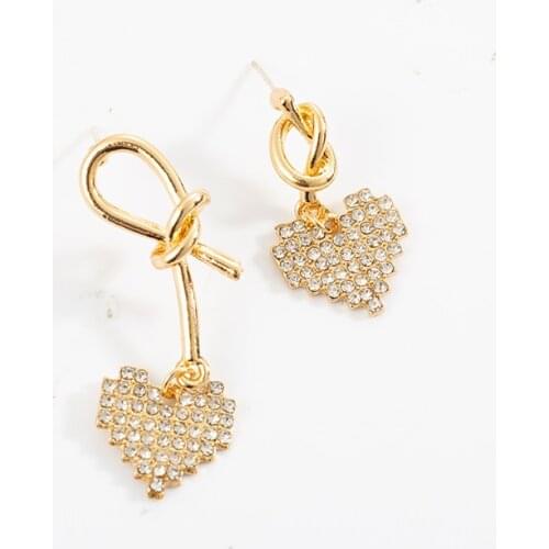 S925 silver needle asymmetric love earrings for Korean Minimalist Women Gift Earrings Jewelry Wholesale