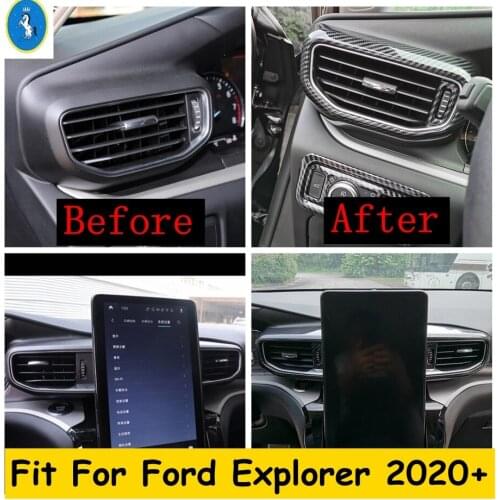 Central Control Front / Side Air Conditioning AC Vent Outlet Cover Trim For Ford Explorer 2020 2021 ABS Carbon Fiber Interior