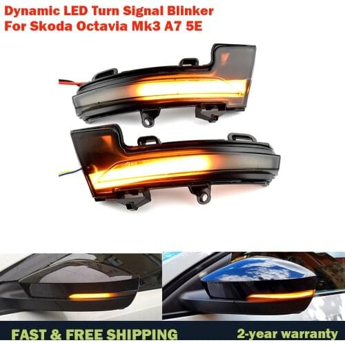 Dynamic LED Turn Signal Blinker Mirror flasher Light For Skoda Octavia Mk3 A7 5E 2014 2015 2016 2017 2018 2019