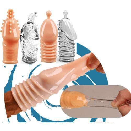 Erotic Toy No Vibrator Reusable Condom With Soft Spikes Penis Enlargement Cock Man Ring For Male Adult Game Sex Toys For Couples