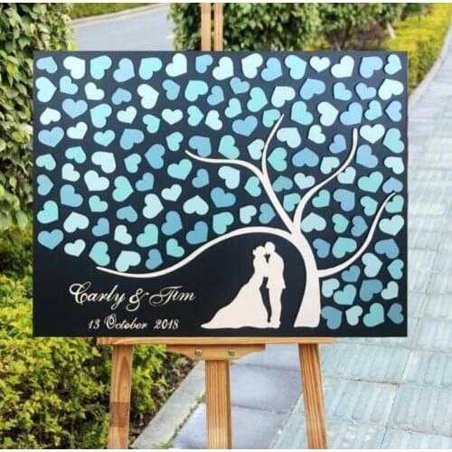 Gradient Heart Color Wedding Guest Book Personalized Decoration Guest Sign In Green Tree Guestbook Bride Groom Kiss Guest Book