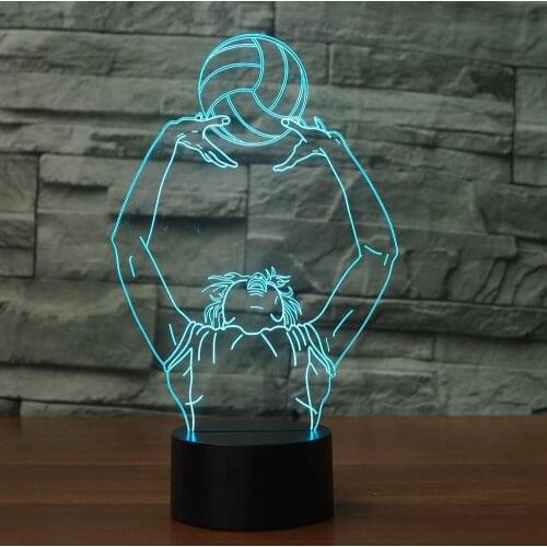 Play Volleyball Modeling LED 3D Table Lamp Remote Touch Switch Usb Night Lights for Kids Bedroom Decoration Creative Gifts Toys