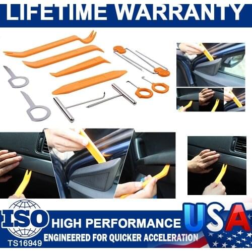 Carbole 12Pcs Universal Car Radio Door Clip Panel Trim Dash Audio Plastic Removal Pry Tools Kit