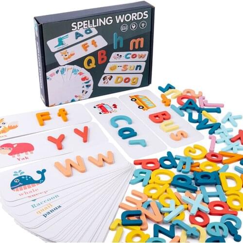 Colorful 3D Puzzle Wooden For Children Spelling Words Building Blocks Wooden Education Puzzle Pre-school Education Toy For Kids