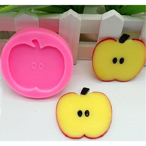 Small Cute Apple Shape Silicone Mould For Chocolate Fondant Candy Cake Decor polymer clay Mould Tools Lemon Fruit Form Baking