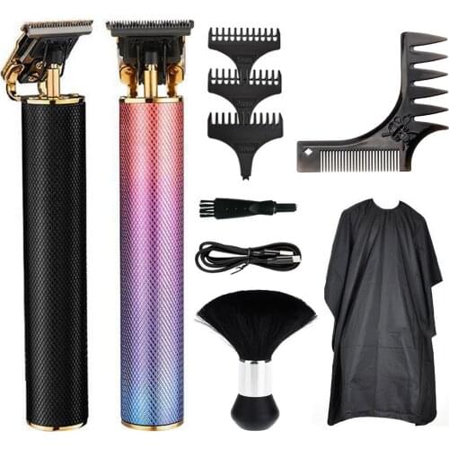 Hair Clippers T-Blade Trimmer USB Electric Cordless Pro Grooming Kit with Limit Comb Beard Template Comb Hair Brush and Cloth