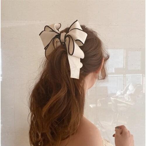 MISANANRYNE Fashion Korea Style Sweet Hairpin Cute Ribbon Bow Imitation Pearl Banana Hair Clip Women Daily Wear Hair Accessories