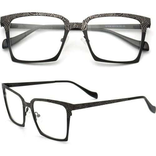 Men Square Metal Eyeglass Frames Women Oversize Optical Glasses Frames Full rim Modern Fashion Eyewear Prescription Spectacles
