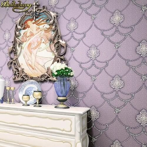 Beibehang Non Woven Embosed Flocking Wall Paper Europea 3d Floral Pattern Damask Wall covering Minimalist Modern Style Wallpaper