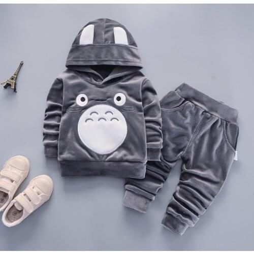 NEW Children Boys Girl Cartoon Clothing Suits Baby Velvet KIDS Hoodies Pants 2Pcs/Sets Spring Autumn Clothes Toddler Tracksuits