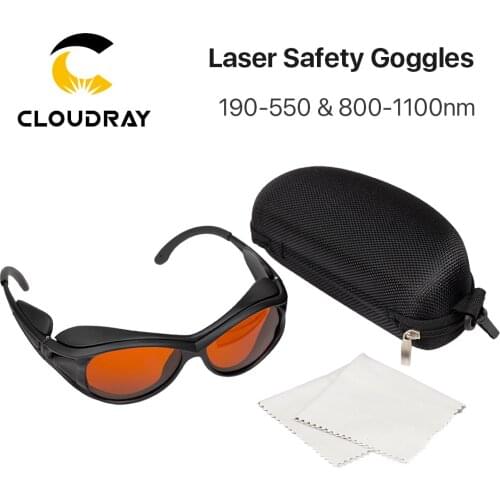 Cloudray Laser Safety Goggles 190-550nm & 800-1100nm Type A Shield Protective Glasses Protection Eyewear for UV & Green Fiber