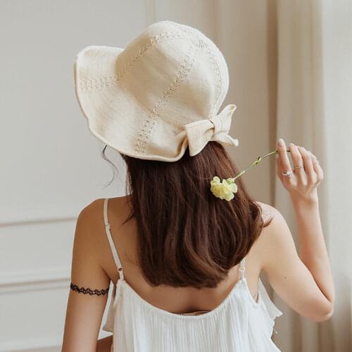 "MAXSITI U"The new 2017 bowknot breathable cotton knitted fisherman bucket hat Female folding leisure cap