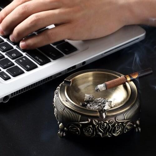 European-style retro zinc alloy ashtray outdoor KTV home living room court wind carving antique soot