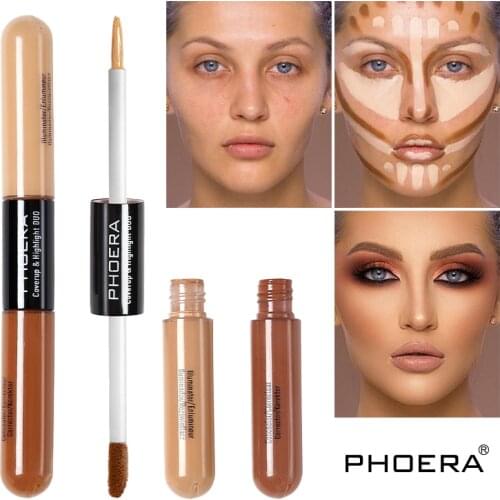 PHOERA 2 IN 1 Liquid Full Coverage Concealer Stick Foundation Cream Makeup Base Brighten Long Lasting Face Eyes Cosmetic TSLM2