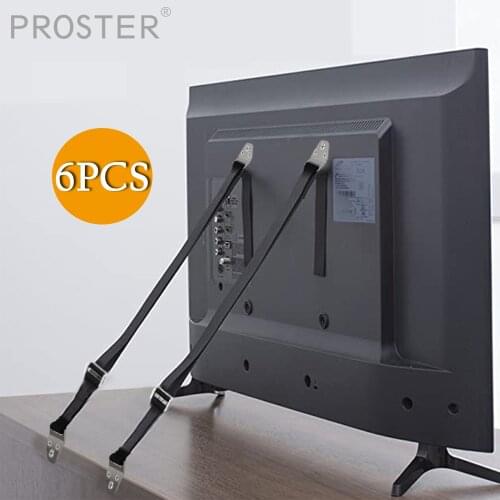 PROSTER 6PCS Child Safety Furniture Anti Tip Straps Lock Protection Security Wall Anchor for Baby Proof Flat Screen TV Cabinet