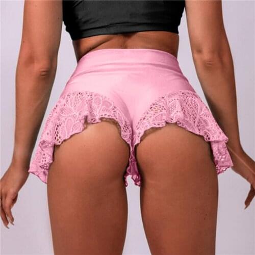 Sexy High Waist Shorts New Womens Lace Solid Color Ruffle Dance Shorts Shorts Mini Tight Bottom Summer Mature Clothes