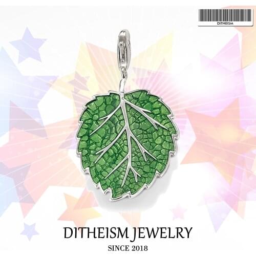 Green Leaf Charms Pendant,2018 Fashion Jewelry 925 Sterling Silver Romantic Gift For Women Girls Fit Bracelet Necklace Bag