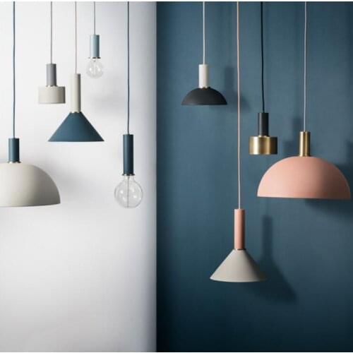 Nordic DIY macaron restaurant chandelier personality creative bar chandelier single head bed bedroom small lamps
