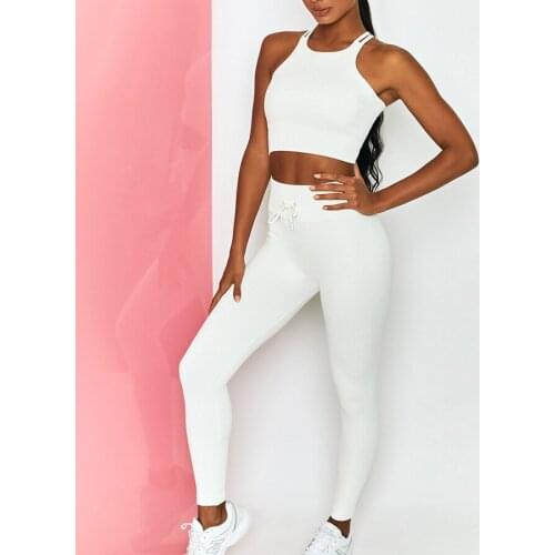 2Pcs Seamless Yoga Set Gym Fitness Clothing Women Yoga Suit Sportswear Bubble Butt Workout Leggings Sports Bra Running Suits