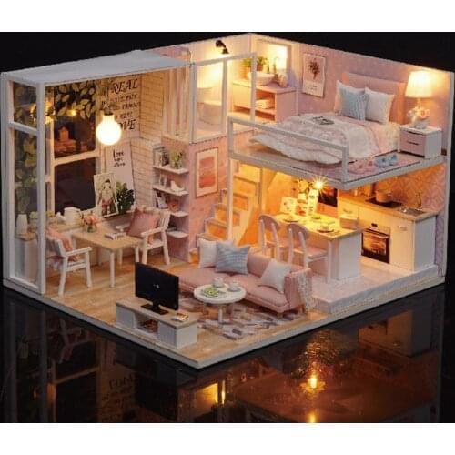 LED Miniature Doll House Villa DIY Assembly Model Handmade Crafts Toy Xmas Gift need own smart talent improve expression ability