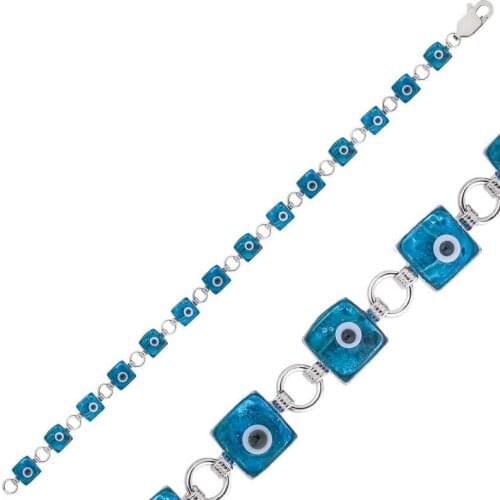 Tevuli 925 Sterling Silver Square Evil Eye Women Bracelet