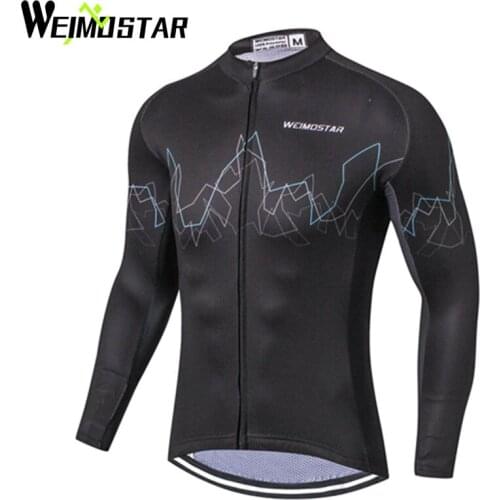 WEIMOSTAR Team Cycling Wear Ropa Ciclismo Cycling Jersey Long Sleeve Bicycle Clothing Mens Sportswear Bike Clothes Black S-XXXL