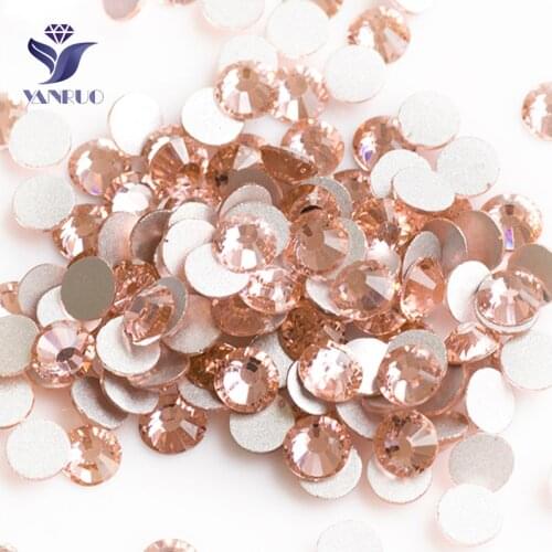 YANRUO 2058NoHF SS20 Light Peach 1440Pcs Glass Crystal Strass Non Hotfix Flat Back Rhinestone For Nail Art Decorations