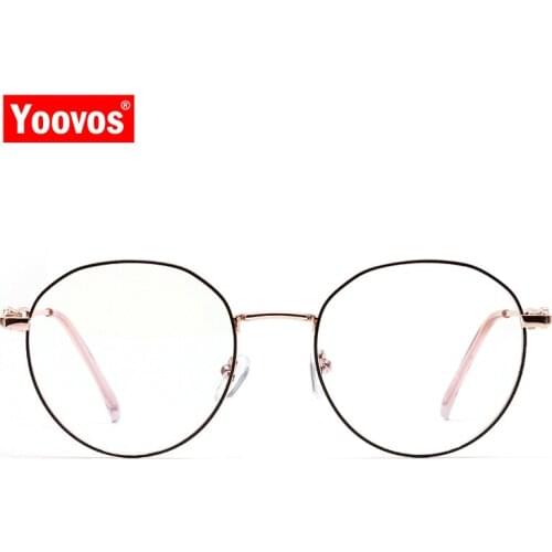 Yoovos 2021 Reading Glasses Women/men Alloy Round Eyeglasses Frames Plane Mirror Glasses Frame Metal Irregular Luxury Glasses