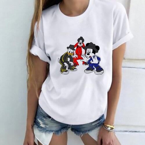 Women T Shirt Kawaii Casual Tshirts Tees Summer Harajuku Disney Hip Hop Mickey and Friends Donald Duck Goofy Graphic Tops