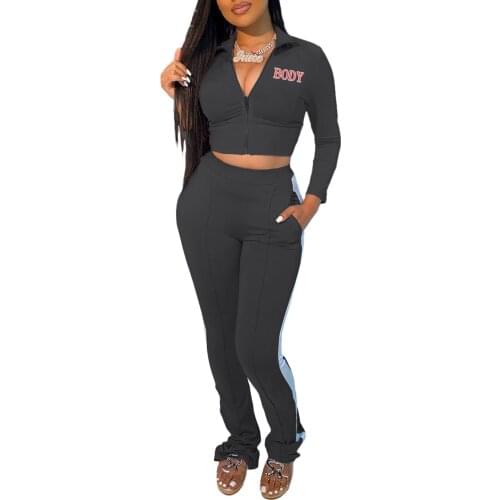 S-XXL Women Casual Sports 2-piece Outfit Set Letter Print Long Sleeve Letter Print Tops + Pants Set for Ladies 5 Colors