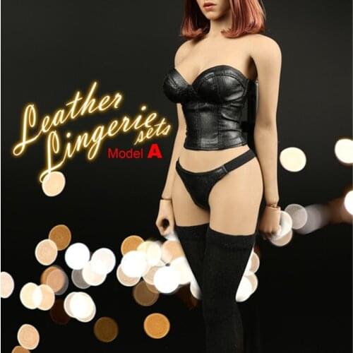 In Stock 1/6 Female Clothing F-049A B Leather Underwear Suit for 12 inches Figure Body