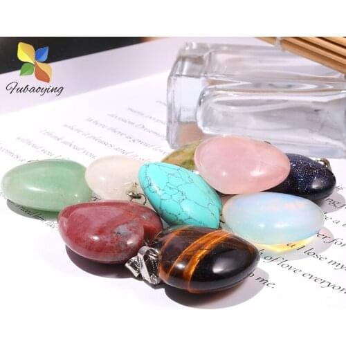 2021 Trendy Natural Tiger Eye Stone Heart Pendants 8pcs/lot 30mm Free Shipping Charms Necklace Accessories For Jewelry Making