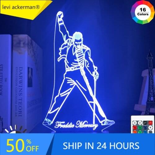 3d Led Night Light Lamp British Singer Freddie Mercury Figure Nightlight for Office Home Decoration Best Fans Gift Dropshipping