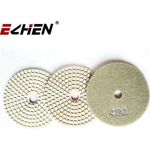 4 Inch 100mm Resin Bonded Flexible Hand Diamond Polishing Pad For Stone Marble Quartz Stone Wet and dry Grinding White Color Pad