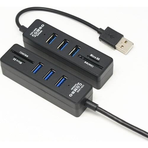 5 IN 1 3-port USB 2.0 SD/TF Card Reader Hub Adapter Splitter Combo Hub For Laptop