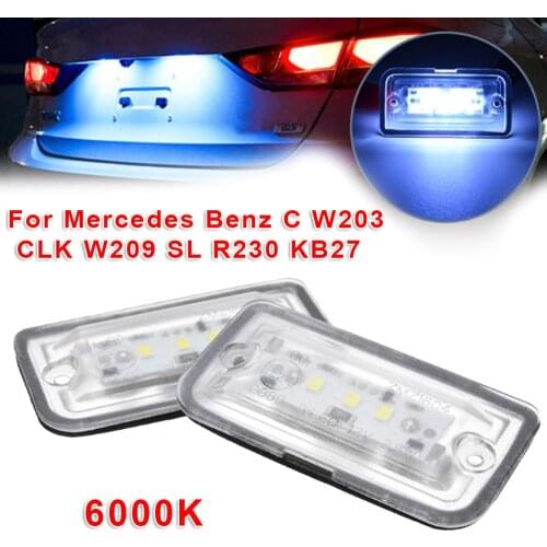 2pcs Car LED License Plate Light 6000K Auto Signal Lights For Mercedes-Benz C-Class W203 CLK W209 A209 C209 SL R230 KB27