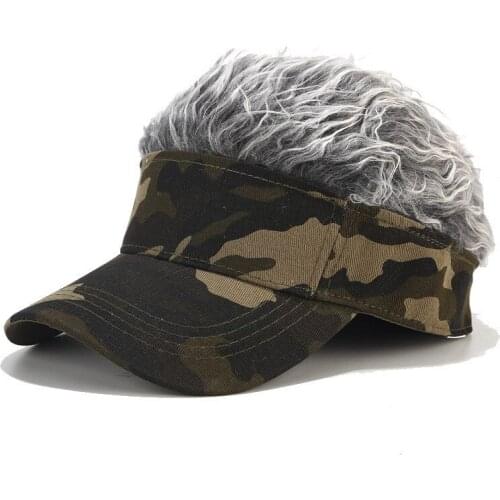 Men Women Casual Concise Sunshade Adjustable Sun Visor Baseball Cap With Spiked Hairs Wig Baseball Hat With Spiked Wigs