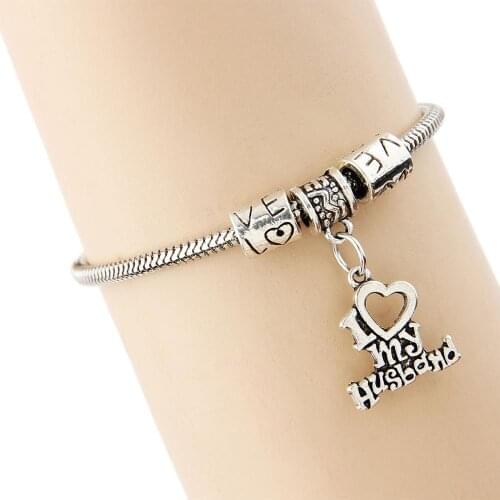 Newest I Love My Husband Heart Bracelet Family Gifts Wife Women Men Couples Jewelry Bangle Charm Bracelets Valentines Day Gifts