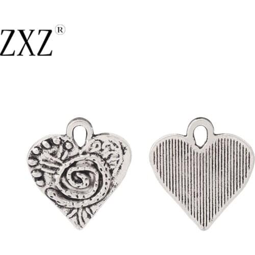 ZXZ 20pcs Tibetan Silver Hammered Spiral Swirl Heart Charms Pendants Beads for Bracelet Necklace Jewelry Making Findings 19x17mm