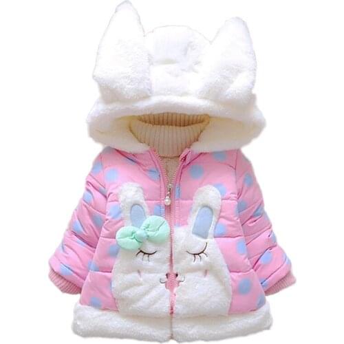 Child Girl Winter Coat Cute rabbit ears Hooded Cotton Coat Baby Girl Jacket Children Clothes Outerwaer Kids Clothing Down Jacket