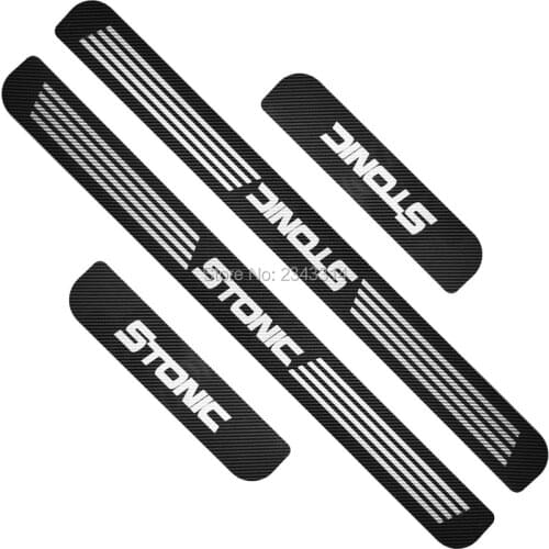 For Kia Stonic 2017 2018 2019 2020 Carbon Car Door Sill Scuff Plate Protector Trim Guard Kick Pedal Cover Car Styling Accessory